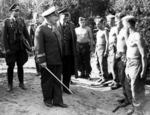 Hermann Goering and Albert Kesselring in the inspection of soldiers (shirtless)