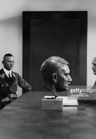 Roques, Karl von 1880-1949 Officer, general, Germany Maj.Gen. von Roques (president of the national air protection league, l) at a meeting with NSDAP Gau-leader of franconia Julius Streicher. Nuremberg 8.June 1936